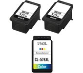 pack 3 Tintas Compatibles para Canon PG575XL + CL576XL para Pixma TR4750i, TR4751i, TS3550i, TS3551i