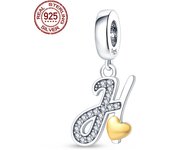 S925 Sterling Silver Heart Shape Letter Pendant Series Charms Fit Original Pandora Bracelet For Women Birthday Fine Jewelry Gift