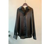 Casual Office Lady Silk Blouses Autumn Long Sleeve Button Up Shirt Women Elegant Winter Tops  Office Lady Acetate Blouse