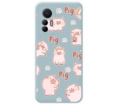 Funda Silicona Líquida Azul para Xiaomi 12 Lite 5G diseño Cerdos Dibujos