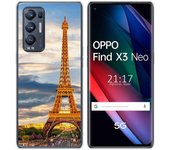 Tumundosmartphone Funda Gel Tpu para Oppo Find X3 Neo 5G diseño Paris Dibujos