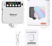 Luz de Vídeo RGB , Iluminación Cámara Fotografía 360° Todo Color RGB70 LED con 3 monturas de zapata/CRI 95+/20 Modos de Escena/3000k-4800k-6500k/1500mAh Panel Selfie Portátil Recargable