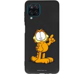 Funda original compatible con Samsung Galaxy A22 4G Negro con un diseño de Garfield Expresivo
