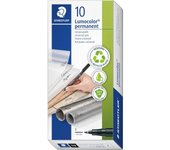 Staedtler Rotuladores permanentes de punta fina Lumocolor NEGRO 0.6mm Caja con 10 uds 318-9