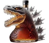 Botella de whisky de 330 ml - Estatua artística, estatua de dinosaurio monstruo andante, botella de whisky de dinosaurio monstruo, botella de whisky de vidrio, regalo navideño para papá y novio (B)