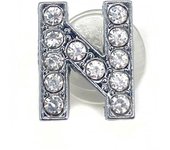 Diamond Shoe Charms Glitter Rhinestone Letter Silver Crystal Alphabet Shoe Decorations Jewelry Slider Bracelet Wristbands