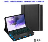 AJIUYU Keyboard Case For Samsung Galaxy Tab S7 FE 12.4 Inch 11 Plus S8+ S6 Lite A8 Smart Cover Backlit TrackPad Storage Pen Slot