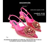 QSGFC Shiny Gold Color Shoes and Bag Elegant Handbags and Medium Heel Shoes Beautiful Handmade Flowers For Wedding Party