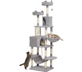 PawHut Árbol Rascador para Gatos Grande Altura 206 cm Árbol para Gatos Torre para Gatos con Plataformas Cuevas Bolas Colgantes y Hamacas