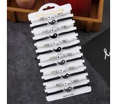 12 Pieces Of Black and White Alloy Tai Chi Adjustable Couple Bracelet Black and White Devil's Eye Resin Bead Jewelry