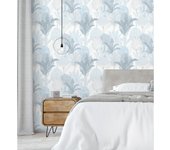 Muestra DIN A4 de Papel pintado vinílico ecológico árboles y cactus color gris y celeste - Town Forest 680812 de GAULAN