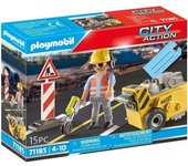 Playmobil City Action Trabajador de la Construcción con Cortador de Bordes 71185