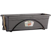 Plastiken Jardinera con Plato Integrado y Soporte Metálico 60x24cm Antracita