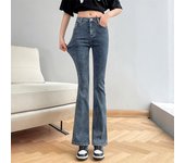 Women Fashion Flare Jeans Winter Streetwear Y2K Straight Pants Ankle Length Denim Jeans Girls Party Casual Retro Blue Trousers