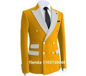 Formal Solid Men Suits Blazer with Peak Lapel Double Breasted Dinner Prom Jacket Elegant Slim Fit Smoking Suit Coat for Wedding