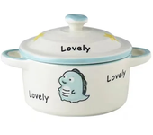 Ceramic Kitchen Bowl Baby Food Supplement Bowl Dinnerware Noodle Ramen Fruit Salad Steamed Egg Bowl Microwave Tableware with Lid