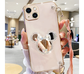 Bling Makeup Mirror Holder Bracelet Strap Lanyard Phone Case For iphone 15 14 12 Pro Max  11 13 X XS XR Cover