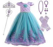 Girls Princess Dress for Cinderella Rapunzel Belle Halloween Costume Little Mermaid Peach Cosplay Dress Kids Birthday Party Gown