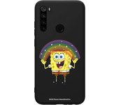 Funda original compatible con Xiaomi Redmi Note 8T Negro con un diseño de Bob Esponja Arco Iris