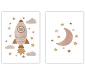 Set de 2 cuadros calidad premium con marco de madera - 30x40 cm o 50x70 cm - POSTER LAB