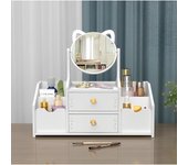 Caja de almacenamiento de maquillaje multifuncional, caja de almacenamiento de maquillaje con cajón y espejo