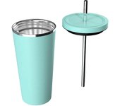Vaso Termo Con Pajita para Café y Te para Llevar en Mano o en Coche - Taza Térmica de Acero Inoxidable con Pajita termo (XG500 999)