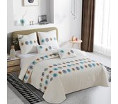 Novotextil - Colcha Bordada Primavera/Verano con 2 o 4Fundas de Cojín | Microfibra Suave | Para Camas 90, 105, 135, 150 y 180 | Colores Neutros con Bordado Vivo | Lavable y Ligera | Relleno de 150gr/m2  | Cubrecamas de entretiempo |  Confort y Decoración