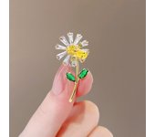 Fashion Rhinestone Sunflower Brooches For Women Exquisite Plant Daisy Floral Enamel Lapel Pins Clothes Badge Wedding Jewelry
