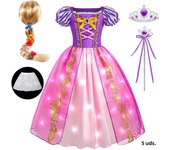 Rapunzal Dress Girls LED Lights Up Dress Kids Princess Dresses Rapunzal Cosplays Costumes Carnival Children Clothing