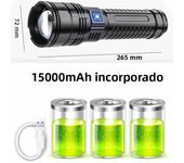 500W LED Tactical Flashlight USB Type-C Rechargeable 3 Modes Waterproof Ultra Bright Outdoor Camping Hunting Emergency Light