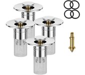 Tapón para fregadero de baño, filtro de drenaje de fregadero, filtro de drenaje de piso de acero inoxidable, filtro de tapón emergente para fregaderos de baño, cocina y ducha (2 unidades)