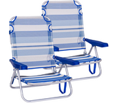 LILI HOME 🌊 Pack 2 Sillones Reclinables Sailor – 5 Posiciones - Estructura de aluminio - 61 x 66 x 110 cm ¡Y más modelos para elegir! Es perfecto para disfrutar de la playa, camping, jardín o terraza con máximo confort. Su diseño ergonómico,
