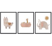 Set de 3 cuadros calidad premium con marco de madera - 30x40 cm o 50x70 cm - POSTER LAB