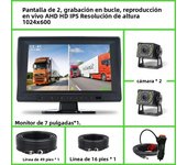 2 Channel 7" IPS Screen Car Truck Bus AHD DVR Monitor with Digital Video Recorder for Front Rear Reverse Backup Camera