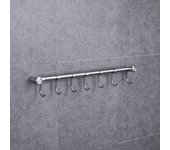 Gancho para paños de cocina, gancho para barra de cocina de acero inoxidable con plata (400 mm + 7 ganchos)