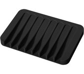 Jabonera de silicona, soporte para barra de jabón con drenaje para ducha de baño, bandeja de jabón para fregadero de cocina, color negro