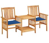 vidaXL Sillas y mesita de jardín con cojines madera maciza acacia
