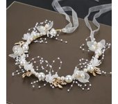 Princess Flower Crystal Headpiece Rhinestone Pearl Headband Alloy Floral Bridal Hair Accessories Wedding For Girls And Women