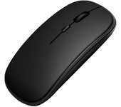 Ratón inalámbrico Bluetooth para portátil y PC, modo dual con receptor USB de 2.4 GHz incluido, batería recargable de 600 mAh, mouse negro silencioso pequeño y ligero para