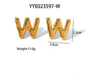 Encanto Pendientes de acero inoxidable de verano con combinación DIY de 26 letras irregulares y gordas , accesorio de joyería chapado en oro, material A-Z letras gruesas