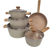 Olla marca royal swiss - set de ollas -JUEGO DE OLLAS - 11 piezas -vale para inducción - diámetro 28/18/20/24/28 cm - caserolas - color BEIGE GRANITO