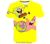 Summer Cartoon Anime SpongeBobs SquarePants Kids Tops Tshirt Short Sleeved Boys Clothes Girls One Piece Sonic Marios T-shirt