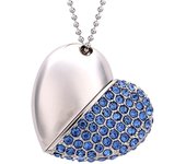 JASTER metal diamond love heart shape USB Flash Drives hearts with chain pendrive 4GB 8GB 16GB 32GB 64GB necklace memory stick
