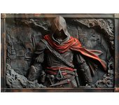 1Pc Vintage Metal Knight Assassin Wall Art Plaque Sign Perfect for Cafe Man Cave Bar Garden Home Room Clubs Bedroom Garage Decor