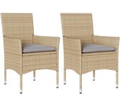 vidaXL Sillones de jardín con cojines 2 uds ratán sintético beige