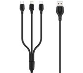 Xo cable de carga rapida 3 en 1 - micro, tipo c y lightning a usb - 1m - color negro