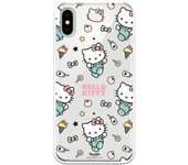 Funda original compatible con iPhone X o XS con un diseño de Hello Kitty patron stickers