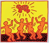 Panel decorativo Pop Art, listo para colgar. HARING-Bailando Para Bebé-Cm 60x50