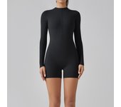 Zipper Tracksuit Set Women Yoga Jumpsuit Stand Collar Half Long Sleeved High Waist Butt Lift Fitness Sports Bodysuit Leggings