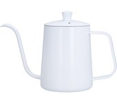 Hervidor de café de acero inoxidable, minihervidor portátil de boca fina blanco para viajes, camping, té y café